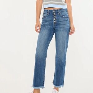 KanCan Medium Blue Straight Jeans with Button Fly